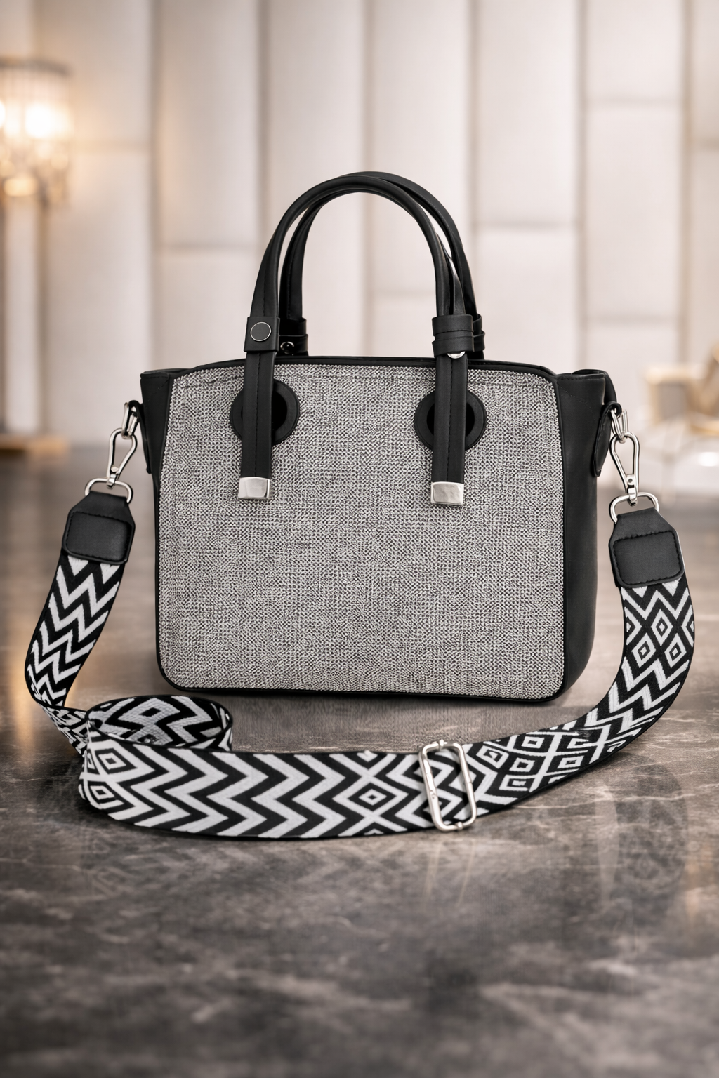 Quilted Crossbody Sling Bag – Black