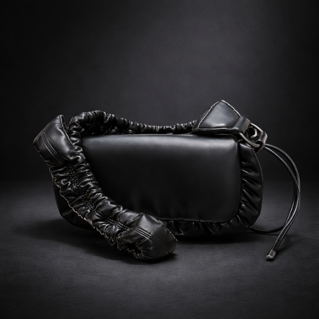 Bamboo Handle Straw Mini Tote – Black