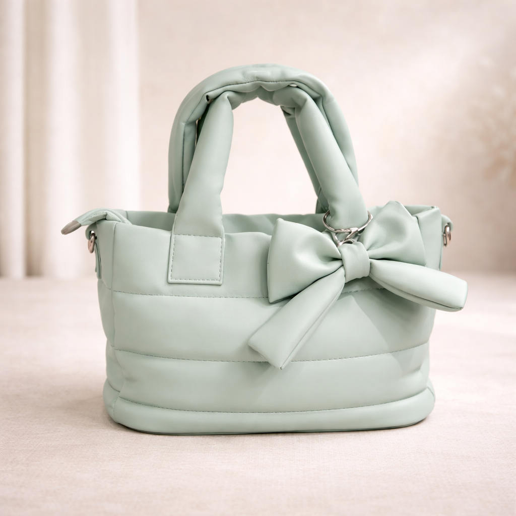 Mint Bow Padded Handbag