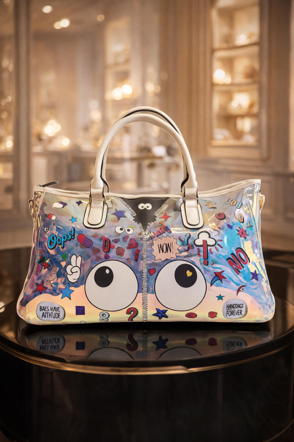 Retro Travel-Themed Mini Handbag – Yellow Edition