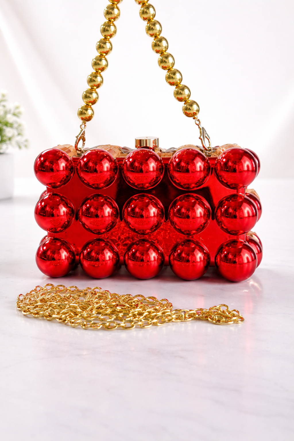 • Ruby Glam Beaded Party Clutch